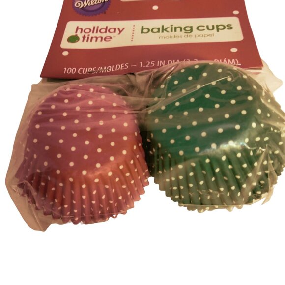 Wilton Candy Cups Red Green Polka Dot Christmas Small Mini Craft Baking - Picture 2 of 5